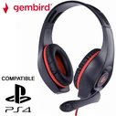 Gaming Headset Gembird Gaming With VOLUME CONTROL PC/PS4 RED-Black