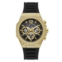 GUESS Men's Quartz Watch GW0518G2 (44mm) - Black Dial, Gold Case, Black Silicone Strap