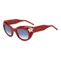 Carolina Herrera Women's Sunglasses HER0215/S C9A — 50/25/140 mm — Cat Eye — Acetate Frame (Red) — Degraded Blue Lenses (Category 2, UV400)