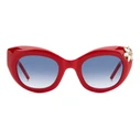 Carolina Herrera Women's Sunglasses HER0215/S C9A — 50/25/140 mm — Cat Eye — Acetate Frame (Red) — Degraded Blue Lenses (Category 2, UV400)