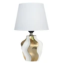 Επιτραπέζιο Φωτιστικό Powertech HLL-0135, E27 Κεραμική Βάση, Λευκό/Χρυσό