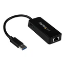 Κάρτα Δικτύου USB StarTech.com USB 3.0 SuperSpeed to Gigabit Ethernet with USB Port - 10/100/1000 - M / F