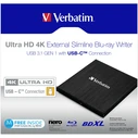 Εξωτερικό Blu-ray RW Verbatim Slimline USB3.1 Type C