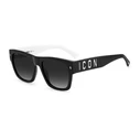 Dsquared2 ICON Men's Sunglasses ICON0004S 80S/9O (55/19/145) Black Acetate Frame, Grey Lenses - Category 3 UV400
