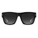 Dsquared2 ICON Men's Sunglasses ICON0004S 80S/9O (55/19/145) Black Acetate Frame, Grey Lenses - Category 3 UV400