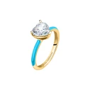 Chiara Ferragni Women's 'Love Parade' Ring - J19AVI35014 (14 mm) Brass, Yellow Gold Tone, Blue Enamel, White CZ