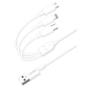Kakusiga USB to Type-C / Lightning / micro USB Cable 5A Λευκό 1.2m KSC-1021