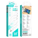 Kakusiga USB to Type-C / Lightning / micro USB Cable 5A Λευκό 1.2m KSC-1021
