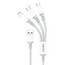 Kakusiga USB to Type-C / Lightning / micro USB Cable 5A Λευκό 1.2m KSC-1025