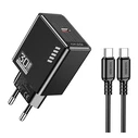 Kakusiga Φορτιστής με Θύρα USB-C και Καλώδιο USB-C - USB-C 30W Μαύρος (KSC-1242)
