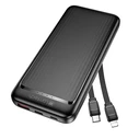 Power Bank Lamtech Ultra-Thin With Type-C & Lightning Cables 10000mah 22.5w Black