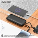 Power Bank Lamtech Ultra-Thin With Type-C & Lightning Cables 10000mah 22.5w Black