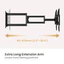 BRATECK επιτοίχια βάση τηλεόρασης LPA95-465XL, 37"-86", έως 50kg, full motion