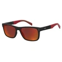 LEVI'S Men's Sunglasses LV-5059-S-BLX (55/17/145) Black Injected Frame, Red/Orange Mirror Lenses, Category 3 UV400