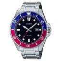 Casio Men's Analog Quartz Watch MDV-107D-1A3VDF 49.5mm Stainless Steel Bracelet Black Dial 20 ATM