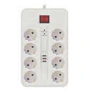 Technik Professional Power Strip 8-Socket with Switch & 3 USB Ports (USB-A & USB-C), Surge Protection, 16A, 1.5 m Cable