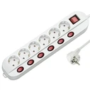 Technik Professional Power Strip 6 Socket with 1.5m Cable 1.5mm2 and 6 1 Switches 16A