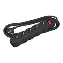 Power Strip Technik 5 Sockets with Switch and 3m Cable Black
