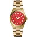 Michael Kors Runway Women's Quartz Watch MK5936 — 38mm Gold Stainless Steel Bracelet, Red Dial