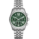 Michael Kors Lexington MK6222 Unisex Quartz Analog Watch 38mm Silver Steel Bracelet Green Dial
