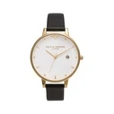 Γυναικείο Ρολόι Olivia Burton Ob16Am86 (38mm) Δερμάτινο Λουράκι Μαύρο