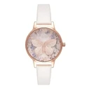 Γυναικείο Ρολόι Olivia Burton Ob16Gh07 (30mm) Δερμάτινο Λουράκι Λευκό
