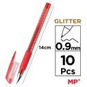 MP ballpoint pen set with glitter 0.9 mm, 10 pcs (PE105O)