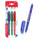 MP σετ στυλό διαρκείας PE217-1 erasable 0.7mm μπλε/πράσινο/κόκκινο 3τμχ