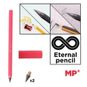 MP eternal mechanical pencil with eraser & 2x replacement tips, pink PE560-PK