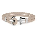 Βραχιόλι Unisex Paul Hewitt Phphlshxs (14,5cm) Δερμάτινο Beige With Silver