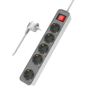 Πολύπριζο Ασφαλείας Powertech PT-1057, 5x schuko, 16A, 1.4m, λευκό