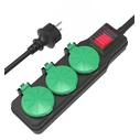 Πολύπριζο Ασφαλείας Powertech PT-1070, 3x schuko, IP44, 16A, 1.5m, μαύρο