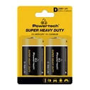 Μπαταρία Zinc Powertech Carbon Super Heavy Duty PT-1222, R20 1.5V, 2τμχ