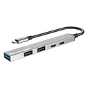 USB Hub Powertech Pt-1414, 5X Θυρών, USB 3.2, 5Gbps, 100W, USB-C, Γκρι