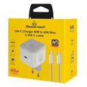 Powertech Φορτιστής GaN με Θύρα USB-C και Καλώδιο USB-C - USB-C 60W Power Delivery / Quick Charge 3.0 Λευκός (PT-1581)