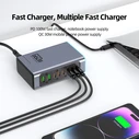 Powertech Βάση Φόρτισης GaN με 2 Θύρες USB-A και 6 Θύρες USB-C 140W Power Delivery / Quick Charge 3.0 σε Γκρι χρώμα (PT-1621)