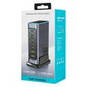 Powertech Βάση Φόρτισης GaN με 2 Θύρες USB-A και 6 Θύρες USB-C 140W Power Delivery / Quick Charge 3.0 σε Γκρι χρώμα (PT-1621)