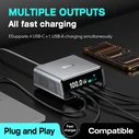 Powertech Βάση Φόρτισης GaN με Θύρα USB-A και 4 Θύρες USB-C 100W Power Delivery / Quick Charge 4.0 σε Γκρι χρώμα (PT-1622)