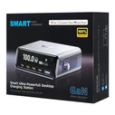 Powertech Βάση Φόρτισης GaN με Θύρα USB-A και 4 Θύρες USB-C 100W Power Delivery / Quick Charge 4.0 σε Γκρι χρώμα (PT-1622)