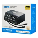 Powertech Βάση Φόρτισης GaN με Θύρα USB-A και 3 Θύρες USB-C και Καλώδιο USB-C 210W Power Delivery / Quick Charge 4+ σε Μαύρο χρώμα (PT-1623)