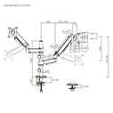 Powertech Desk Mount for 2 Monitors PT-1628, 17-32", up to 9kg per monitor