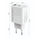Powertech Φορτιστής με Θύρα USB-A και Θύρα USB-C και Καλώδιο USB-C 20W Power Delivery / Quick Charge 3.0 Λευκός (PT-1635)