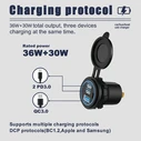 POWERTECH USB Socket for Boats & Vehicles PTL-030, USB & 2x USB-C, 36W, IP65