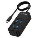 USB Hub Powertech USB 3.2 Hub PTR-0156 4X Θυρών, 5Gbps, USB-C Σύνδεση, 1M, Μαύρο