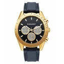 Radiant Men's Analog Dress Watch 44mm Gold Case Black Dial Black Leather Strap RA668709