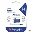 USB Flash Verbatim GO SPEED DUAL Μπλε 32 GB (x10) 