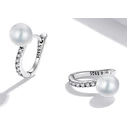Σκουλαρίκι Bamoerα Κρίκος Sce1288 με Κυβική Ζιρκόνια & Πέρλα, Ασήμι 925