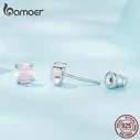 Σκουλαρίκι Bamoerα Καρφωτά Sce1529-2 με Φεγγαρόπετρα, Ασήμι 925, Ροζ