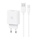 USAMS Φορτιστής Τοίχου SCXLTZ03 με Καλώδιο Lightning 18W Λευκός