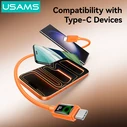 Usams καλώδιο USB-C SJ773, 60W, 480Mbps, 1.2m, πορτοκαλί